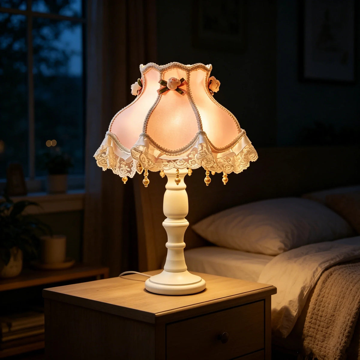 Floral Lace Table Lamp for Living Room by AUVIELIGHT