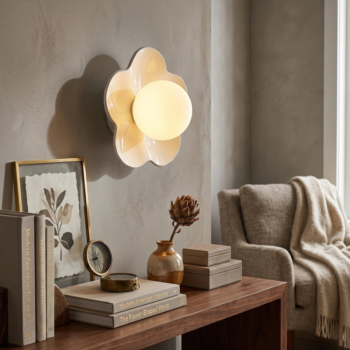 Floral Resin Wall Sconce for Hallway by AUVIELIGHT