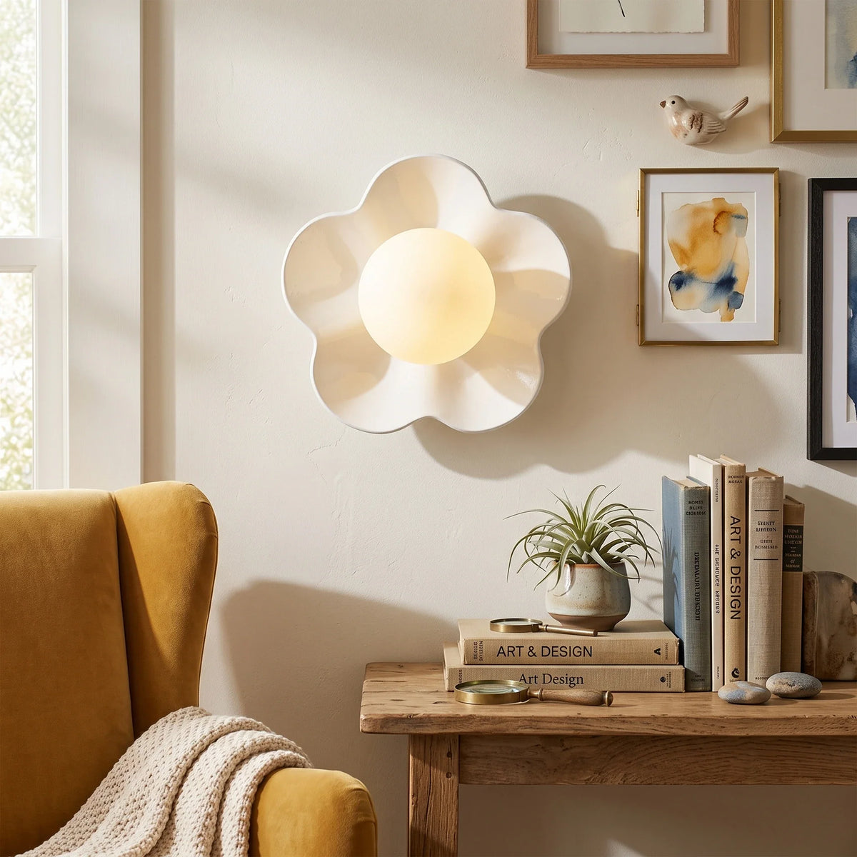 Floral Resin Wall Sconce for Hallway by AUVIELIGHT
