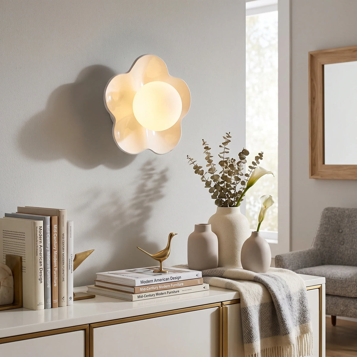 Floral Resin Wall Sconce for Hallway by AUVIELIGHT