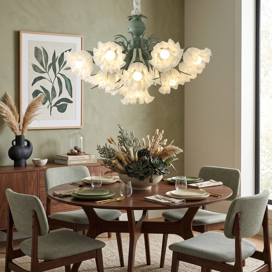 Floral Scalloped Chandelier in metal for Dining Room by AUVIELIGHT