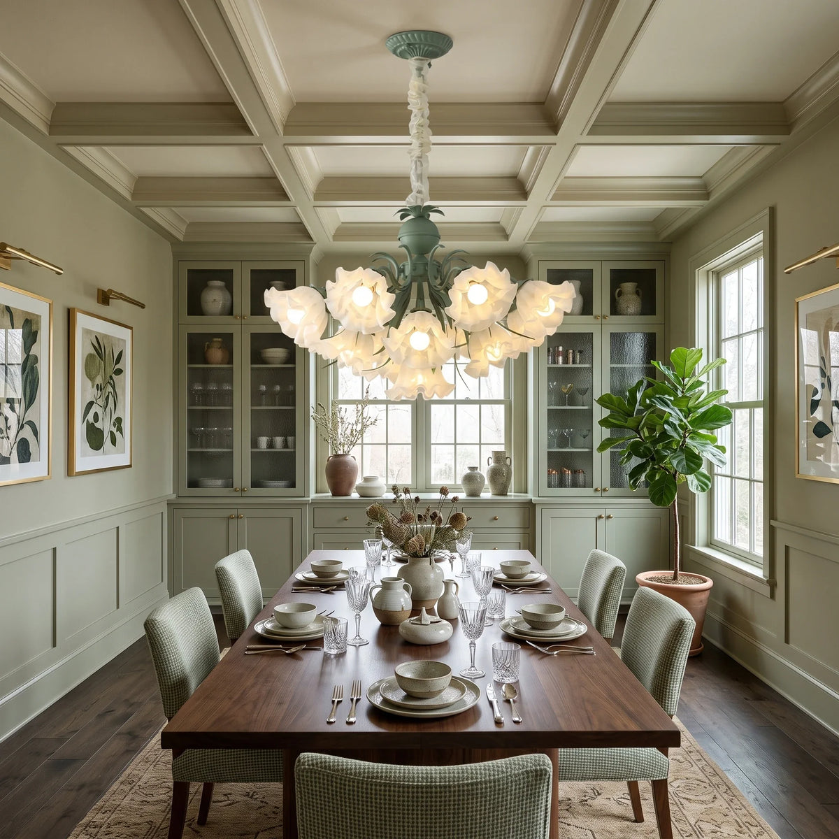 Floral Scalloped Chandelier in metal for Dining Room by AUVIELIGHT