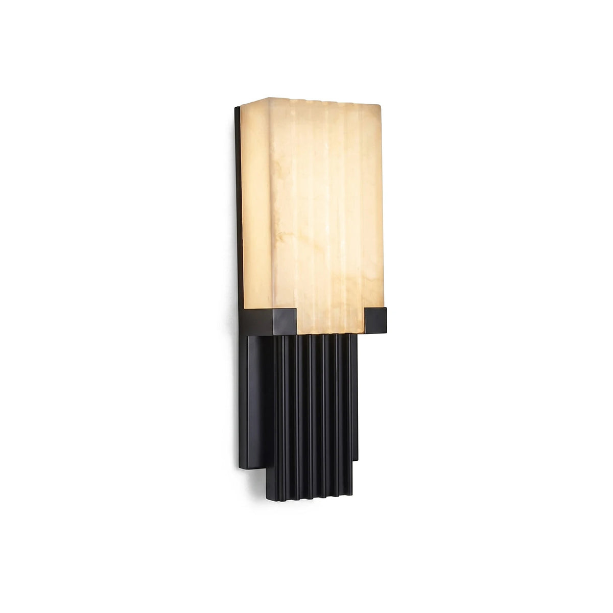 Fluted Column Wall Sconce in alabaster for Hallway by AUVIELIGHT, W 15cm x H 45cm / W 5.9″ x H 17.7″ / Black & White / Warm White