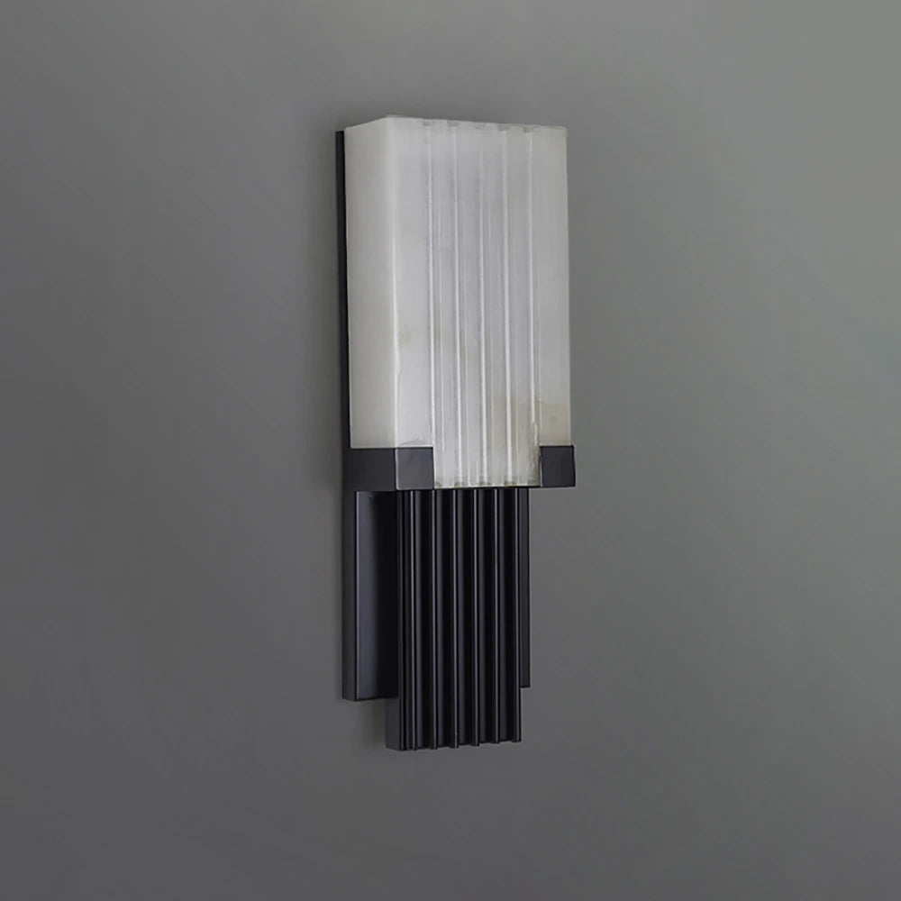 Fluted Column Wall Sconce in alabaster for Hallway by AUVIELIGHT