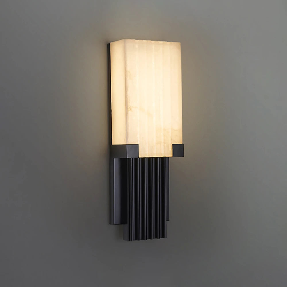 Fluted Column Wall Sconce in alabaster for Hallway by AUVIELIGHT