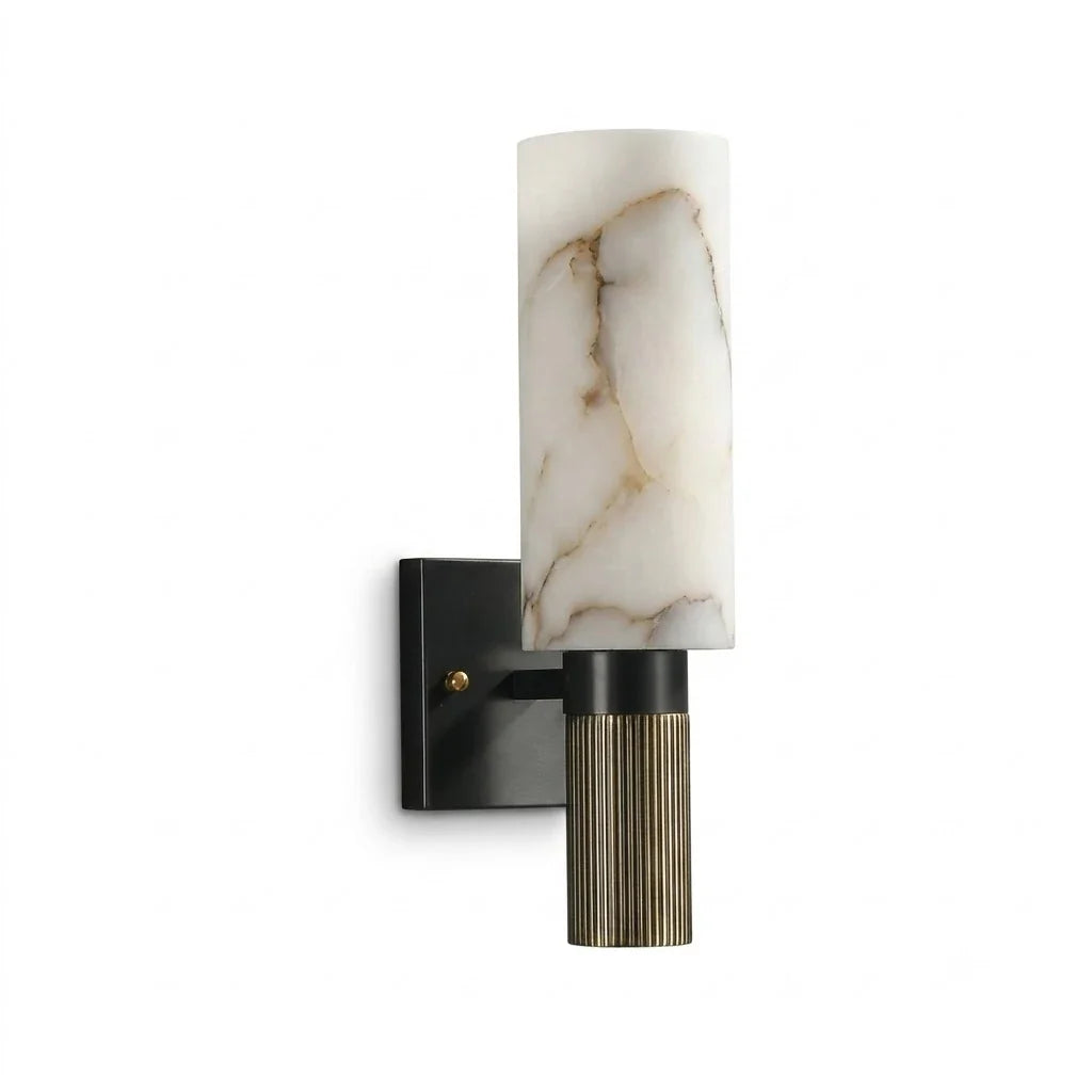 Fluted Cylinder Wall Sconce in alabaster for Hallway by AUVIELIGHT