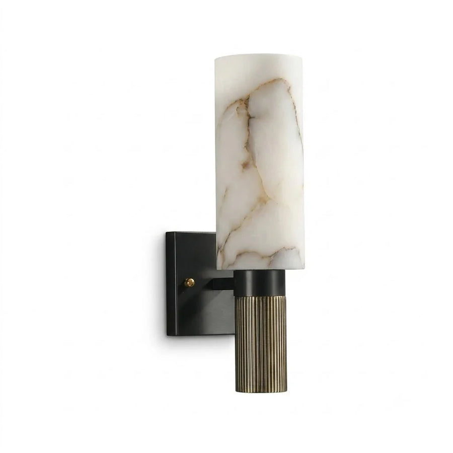 Fluted Cylinder Wall Sconce in alabaster for Hallway by AUVIELIGHT