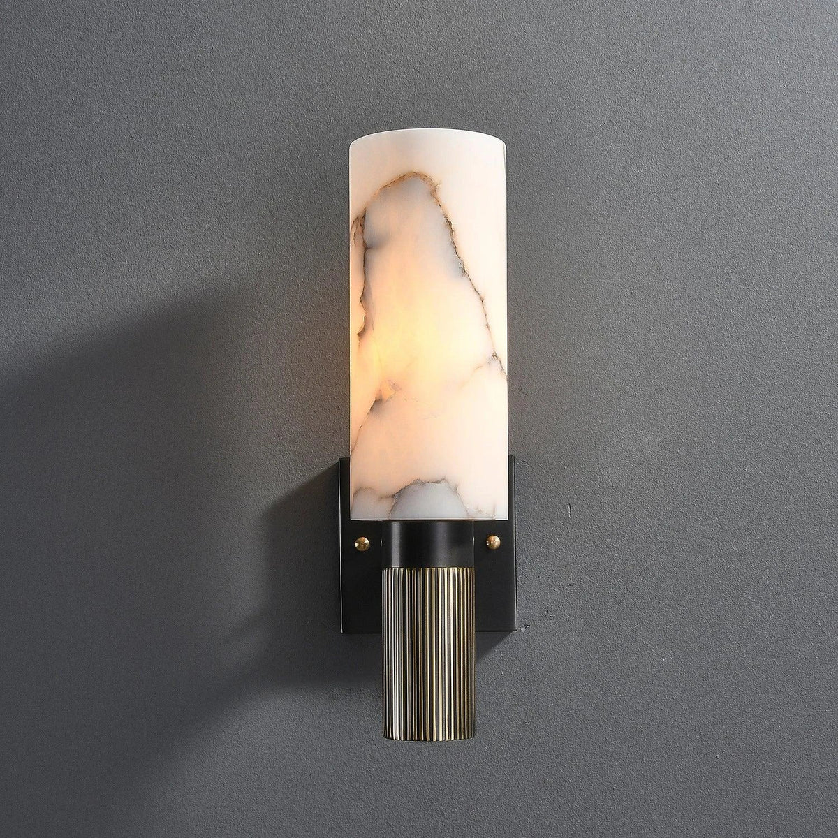 Fluted Cylinder Wall Sconce in alabaster for Hallway by AUVIELIGHT