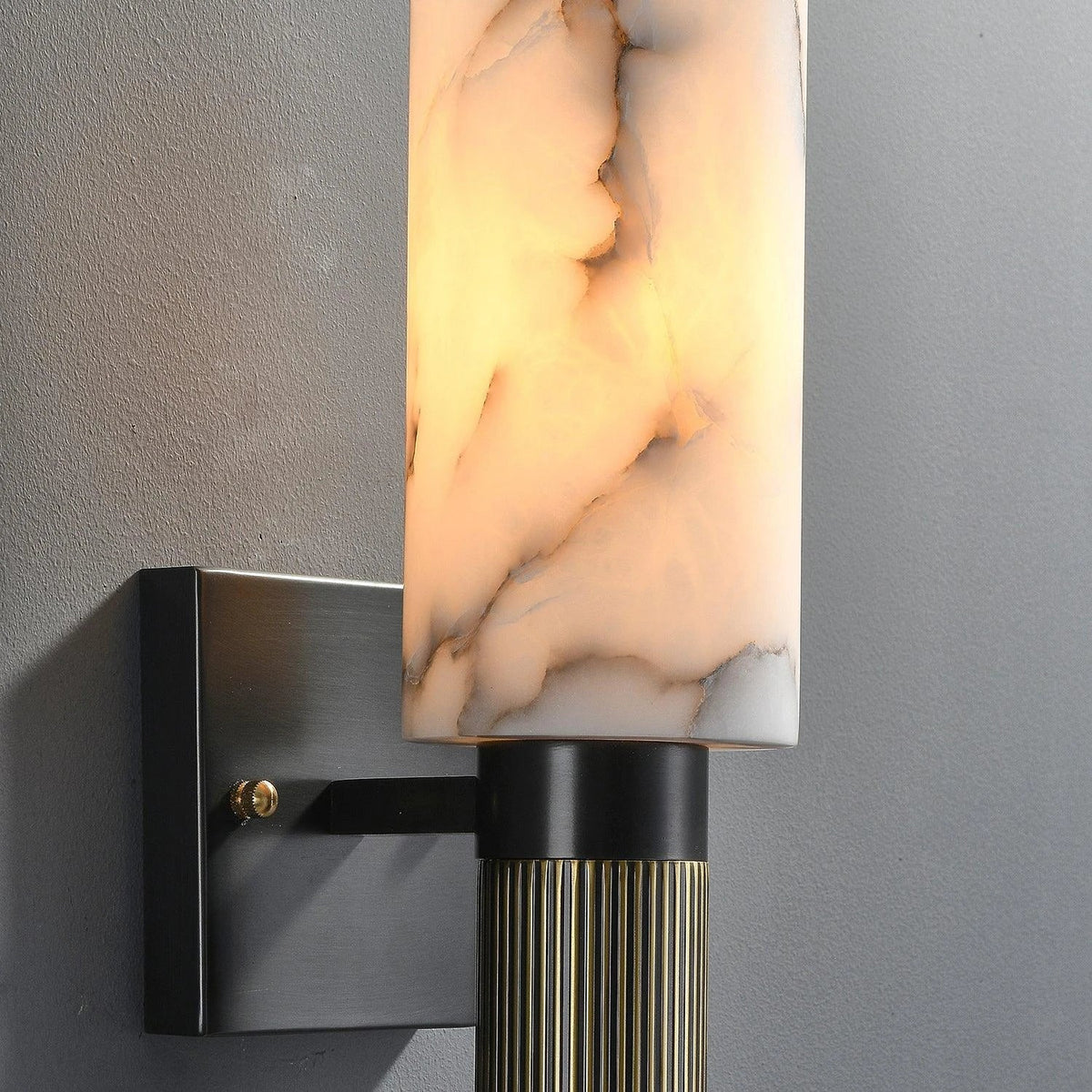 Fluted Cylinder Wall Sconce in alabaster for Hallway by AUVIELIGHT