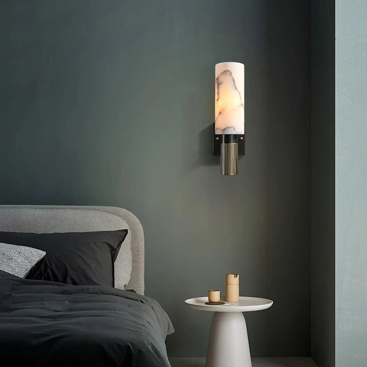 Fluted Cylinder Wall Sconce in alabaster for Hallway by AUVIELIGHT