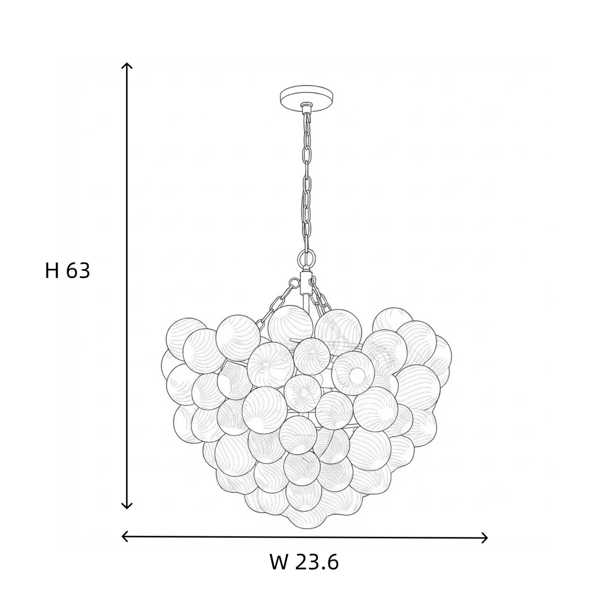 Fluted Bubble Chandelier in glass for Dining Room by AUVIELIGHT