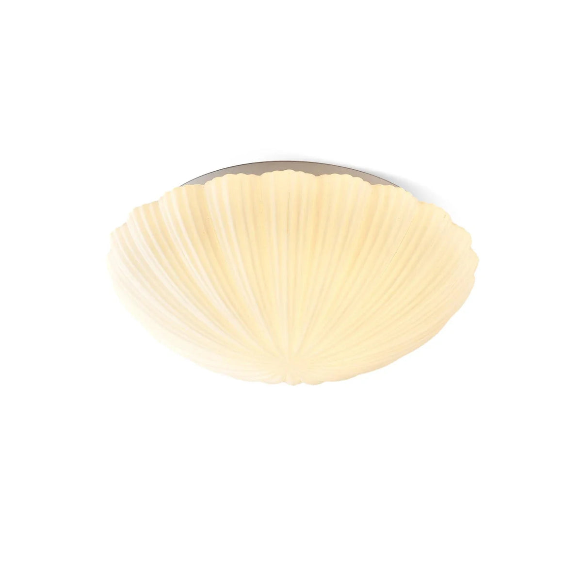 Fluted Shell Flush Mount in glass for Low Ceilings by AUVIELIGHT, ∅ 9.8" x H 5.9" / Dia 25cm x H 15cm / White / Warm Light