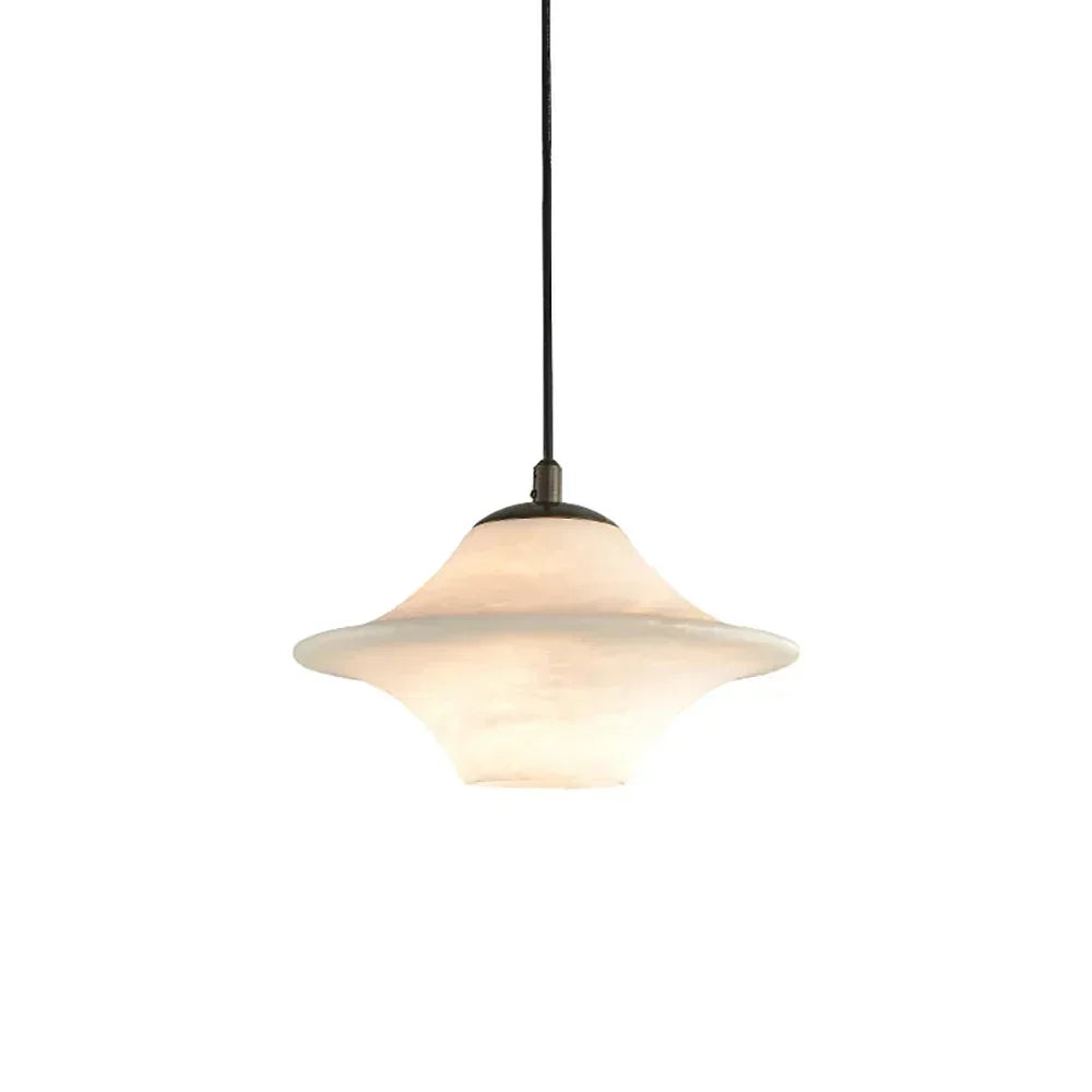 Flying Saucer Pendant Light in alabaster for Kitchen Island by AUVIELIGHT, Dia 22cm x H 14cm / ∅ 8.7″ x H 5.5″ / White