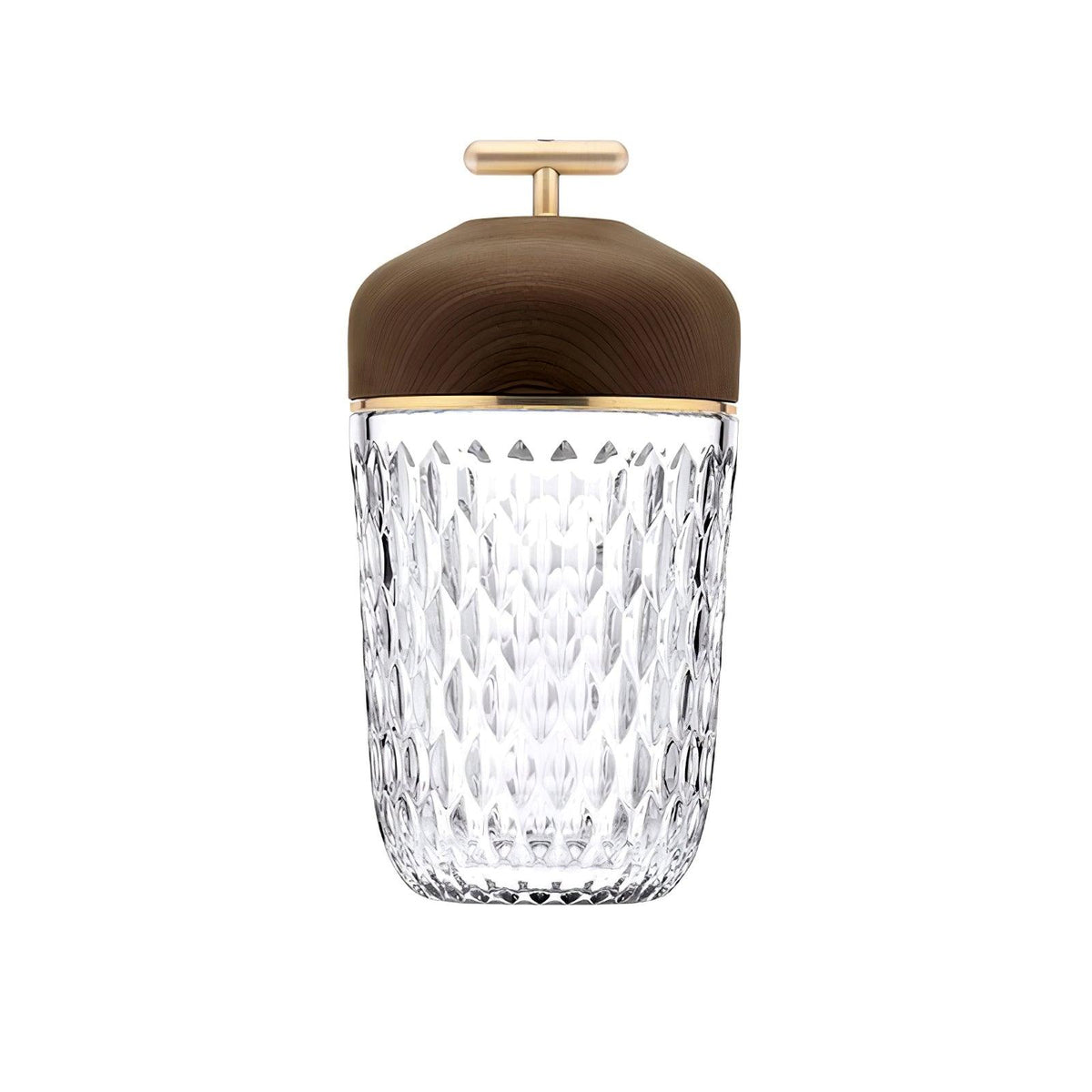 Folia Table Lamp for Living Room by AUVIELIGHT, Dia 15 cm × H 29 cm  /  ∅ 5.9″ × H 11.4″ / Walnut Color & Clear / Warm Light