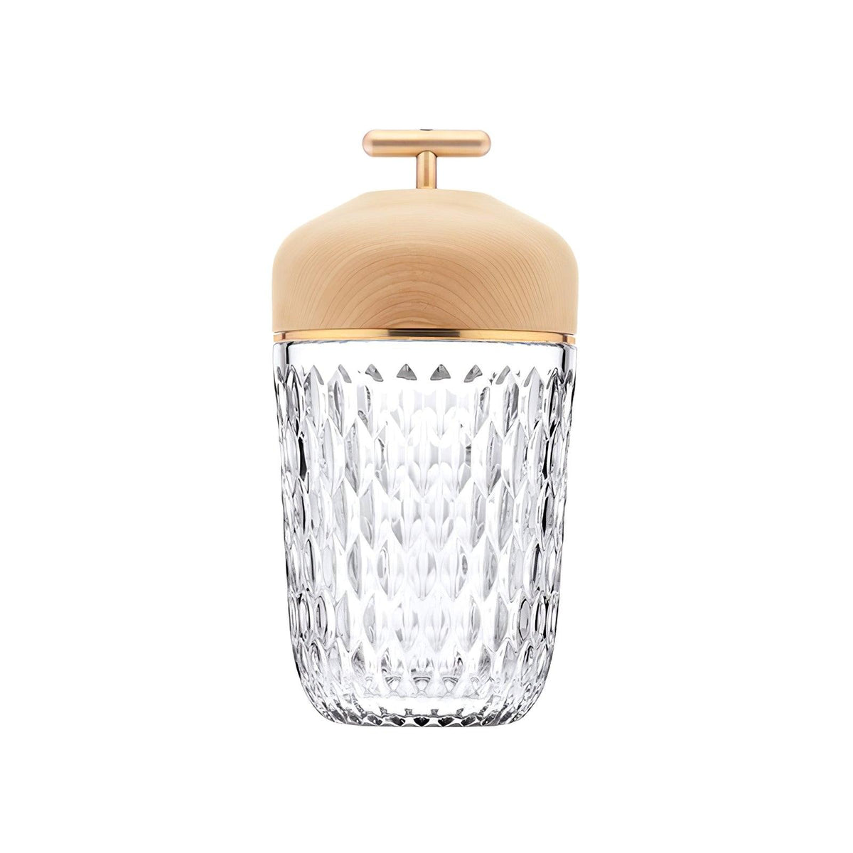 Folia Table Lamp for Living Room by AUVIELIGHT, Dia 15 cm × H 29 cm  /  ∅ 5.9″ × H 11.4″ / Wood Color & Clear / Warm Light