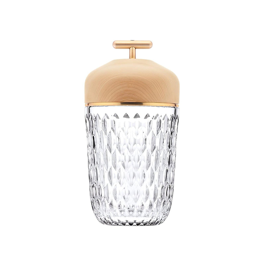 Folia Table Lamp for Living Room by AUVIELIGHT, Dia 15 cm × H 29 cm  /  ∅ 5.9″ × H 11.4″ / Wood Color & Clear / Warm Light