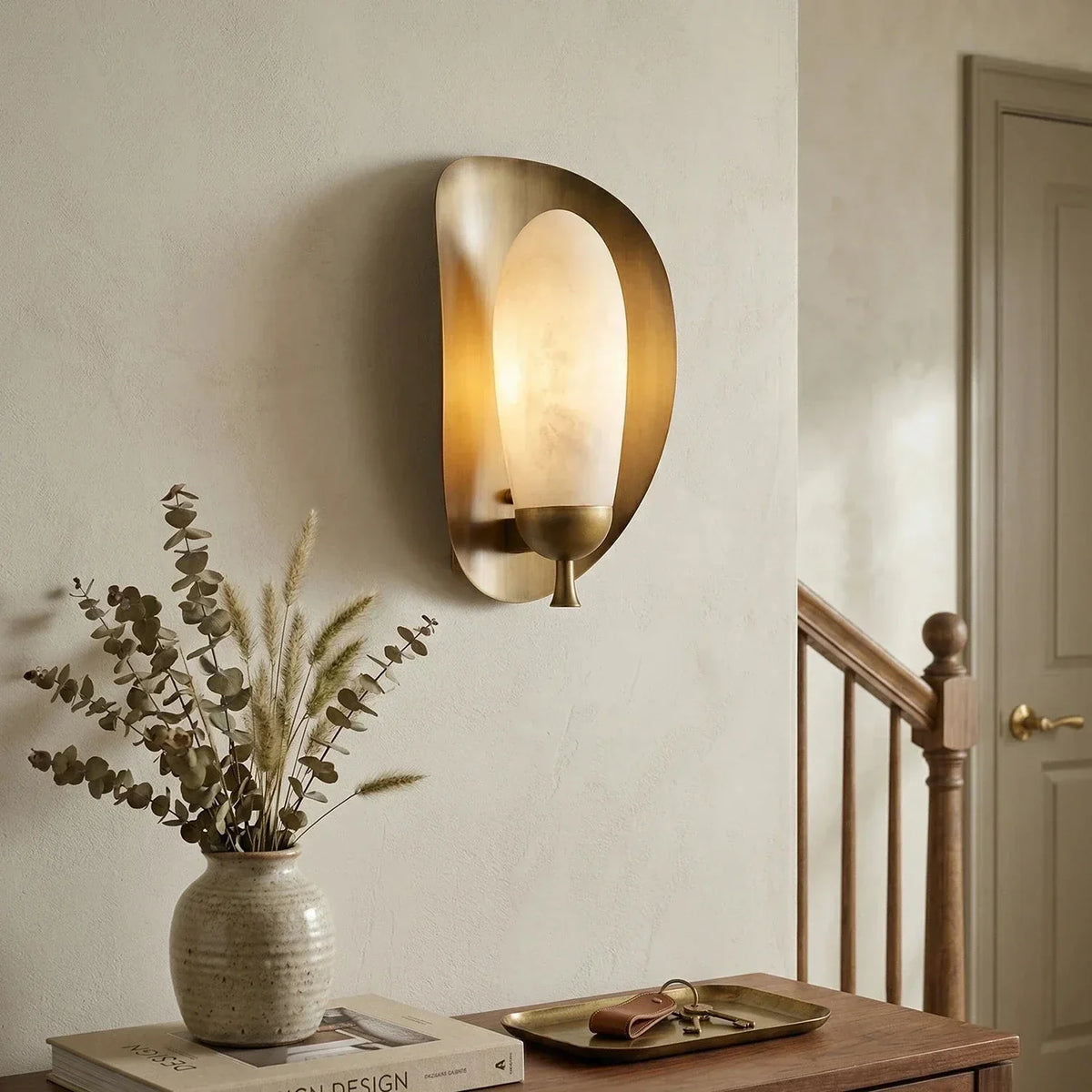 Fruit Solenne Wall Sconce in alabaster for Hallway by AUVIELIGHT