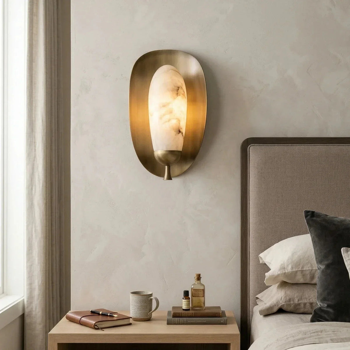 Fruit Solenne Wall Sconce in alabaster for Hallway by AUVIELIGHT