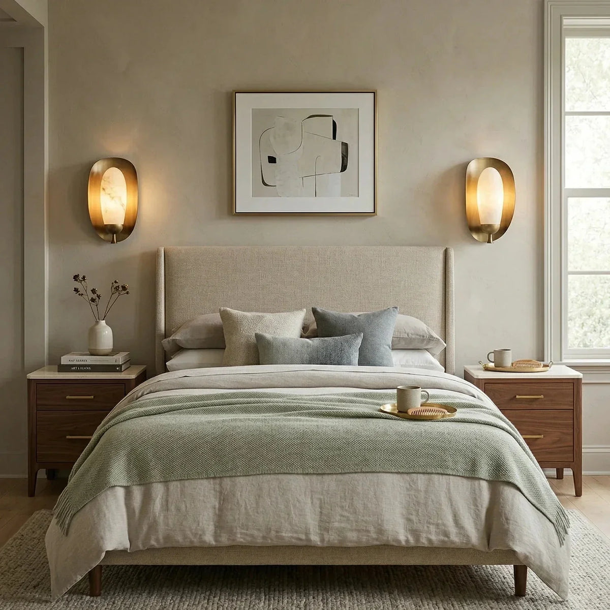 Fruit Solenne Wall Sconce in alabaster for Hallway by AUVIELIGHT