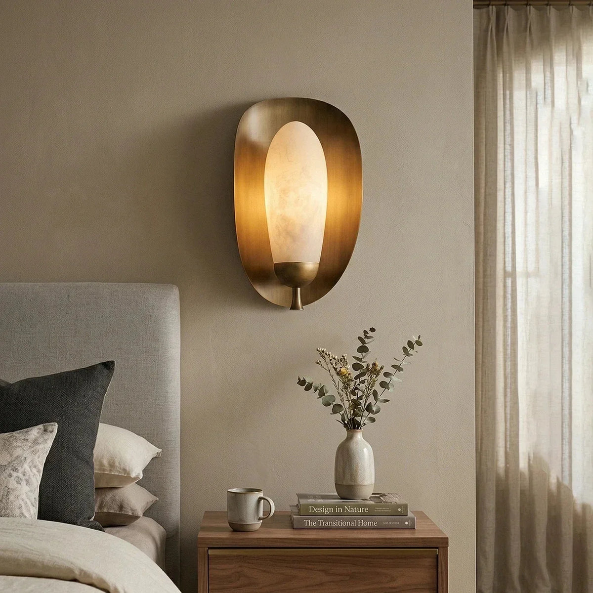 Fruit Solenne Wall Sconce in alabaster for Hallway by AUVIELIGHT