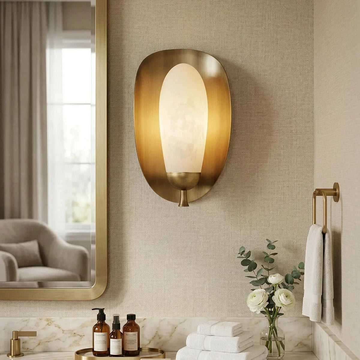 Fruit Solenne Wall Sconce in alabaster for Hallway by AUVIELIGHT