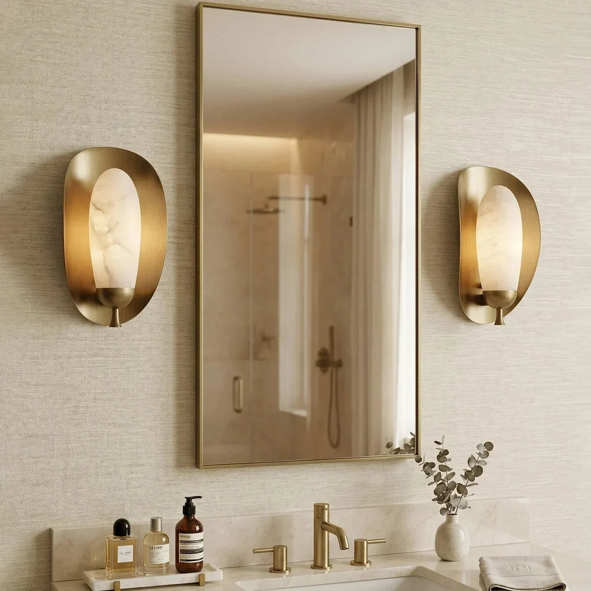 Fruit Solenne Wall Sconce in alabaster for Hallway by AUVIELIGHT