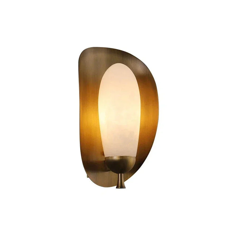 Fruit Solenne Wall Sconce in alabaster for Hallway by AUVIELIGHT, Dia 18cm x H 25cm / ∅ 7.1″ x H 9.8″ / Gold & White