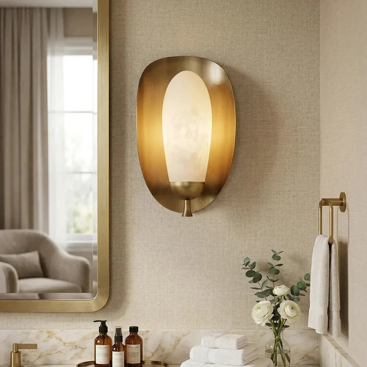 Fruit Solenne Wall Sconce in alabaster for Hallway by AUVIELIGHT