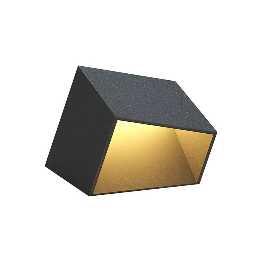 Decoration Cube Outdoor Wall Light for Patio by AUVIELIGHT, Dia 31cm x H 22cm / ∅ 12.2″ x H 8.7″ / Black / Warm Light