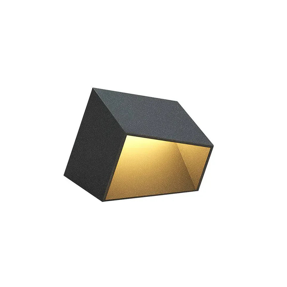Decoration Cube Outdoor Wall Light for Patio by AUVIELIGHT, Dia 21cm x H 15cm / ∅ 8.3″ x H 5.9″ / Black / Warm Light