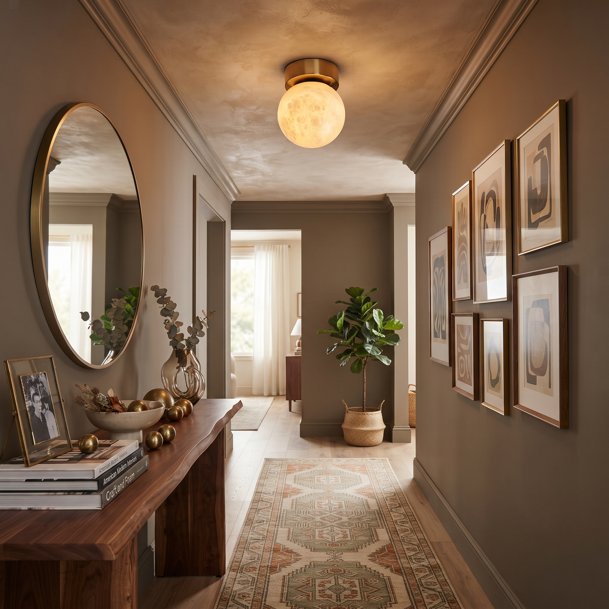 Selene Globe Flush Mount in alabaster for Low Ceilings by AUVIELIGHT