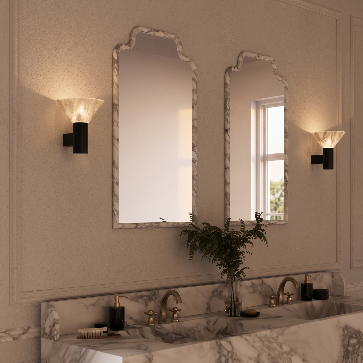 Torres Cone Wall Sconce in alabaster for Hallway by AUVIELIGHT