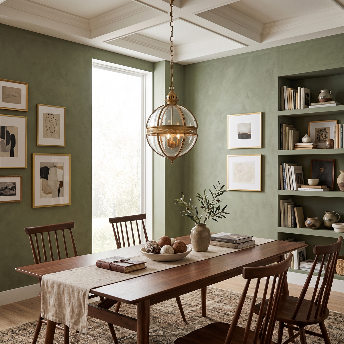 Globe Cage Chandelier in brass for Dining Room by AUVIELIGHT
