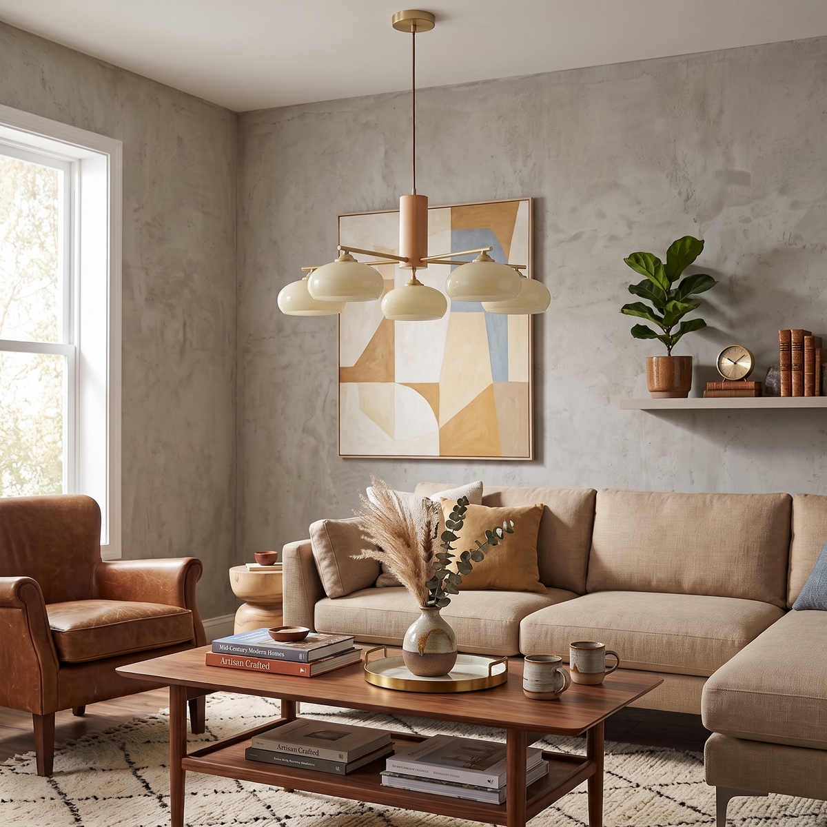 Elliptical Persimmon Chandelier for Dining Room by AUVIELIGHT