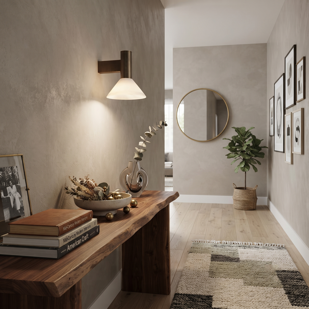 Torres Cone Wall Sconce in alabaster for Hallway by AUVIELIGHT