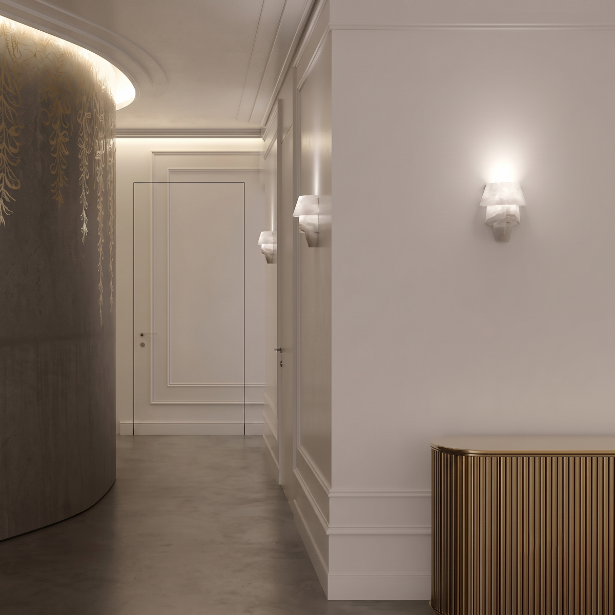 Laboratory Tiered Wall Sconce in alabaster for Hallway by AUVIELIGHT