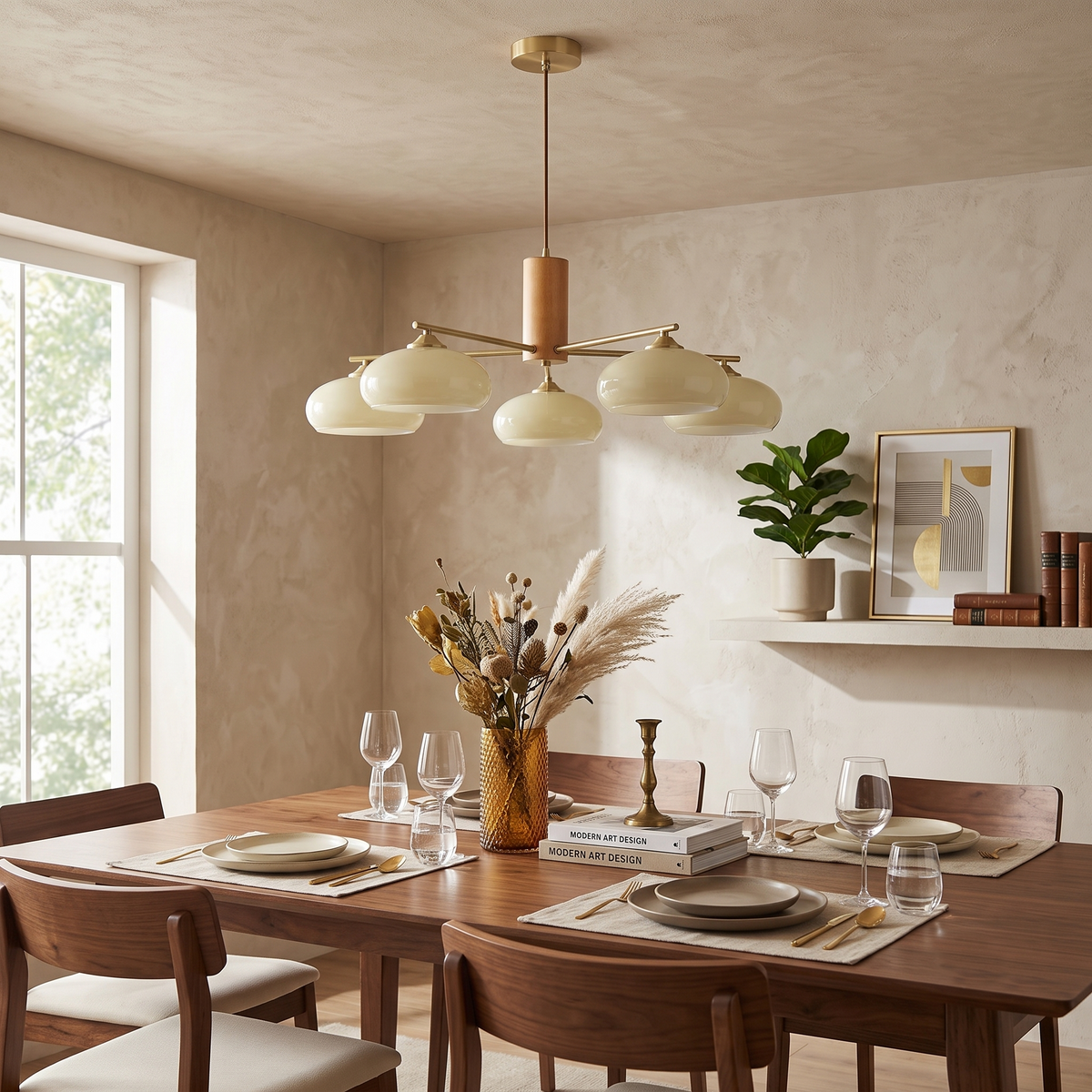 Elliptical Persimmon Chandelier for Dining Room by AUVIELIGHT