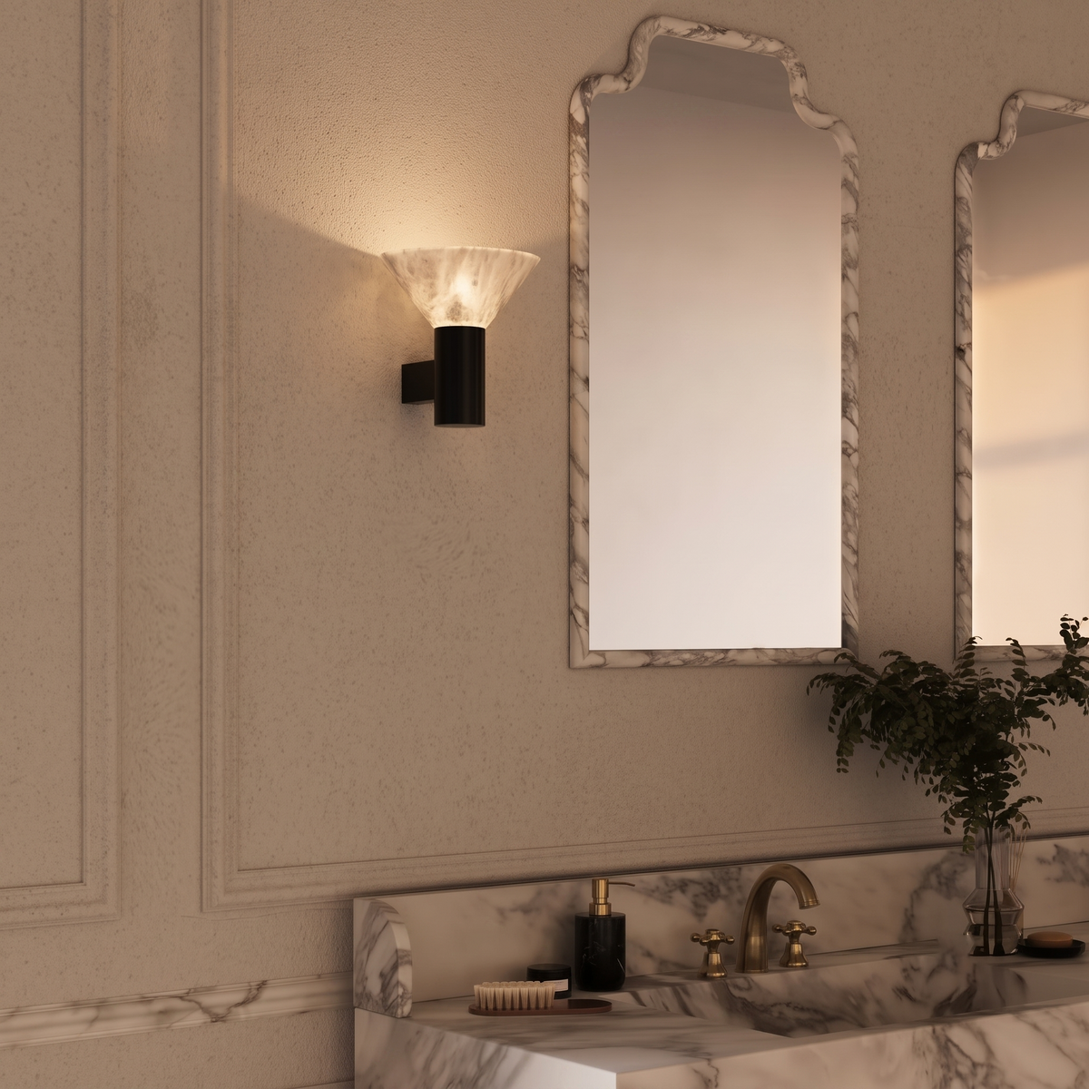 Torres Cone Wall Sconce in alabaster for Hallway by AUVIELIGHT