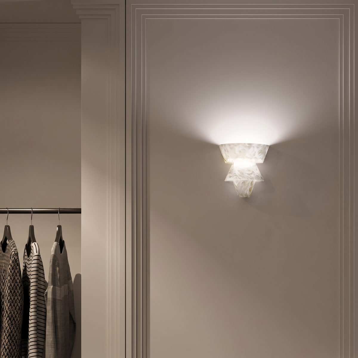 Laboratory Tiered Wall Sconce in alabaster for Hallway by AUVIELIGHT