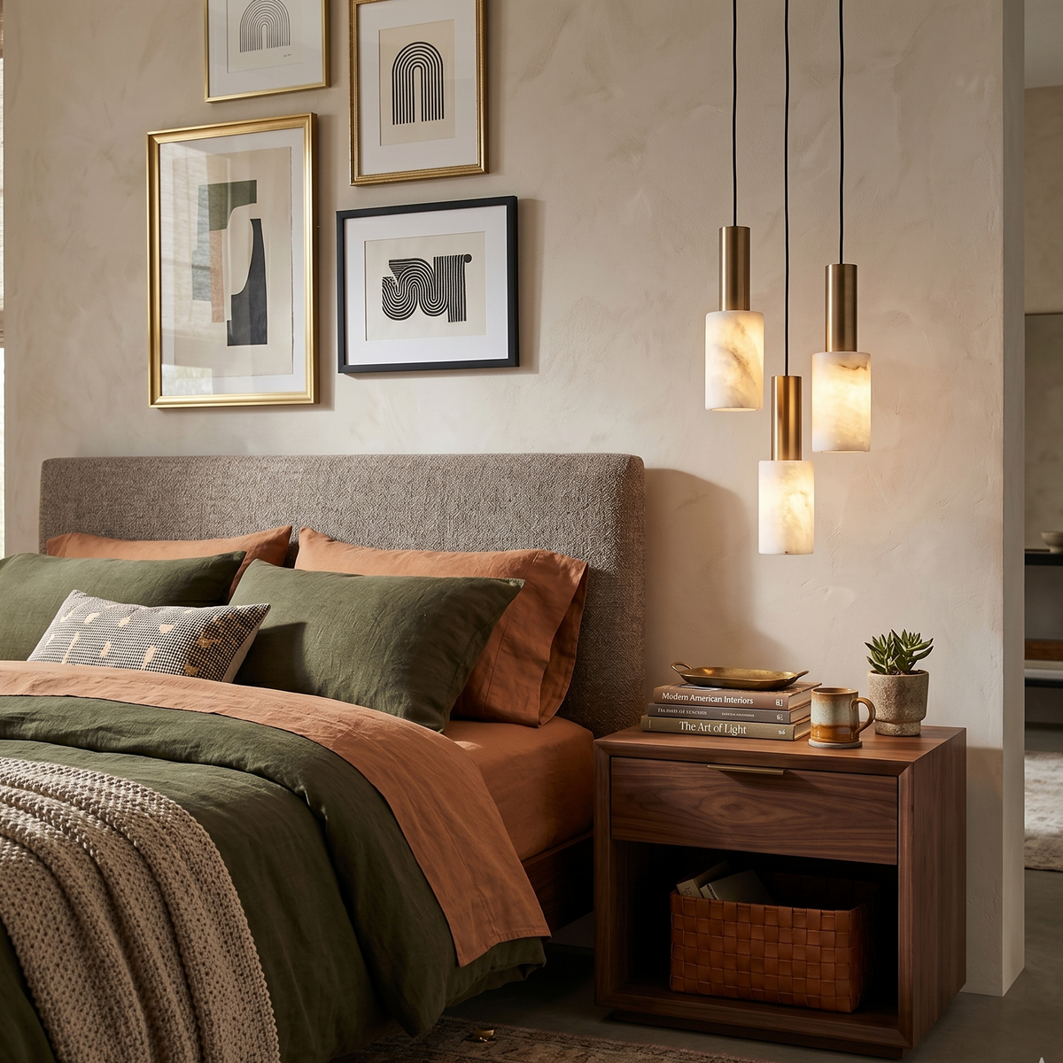 Cylinder Pendant Light in alabaster for Kitchen Island by AUVIELIGHT