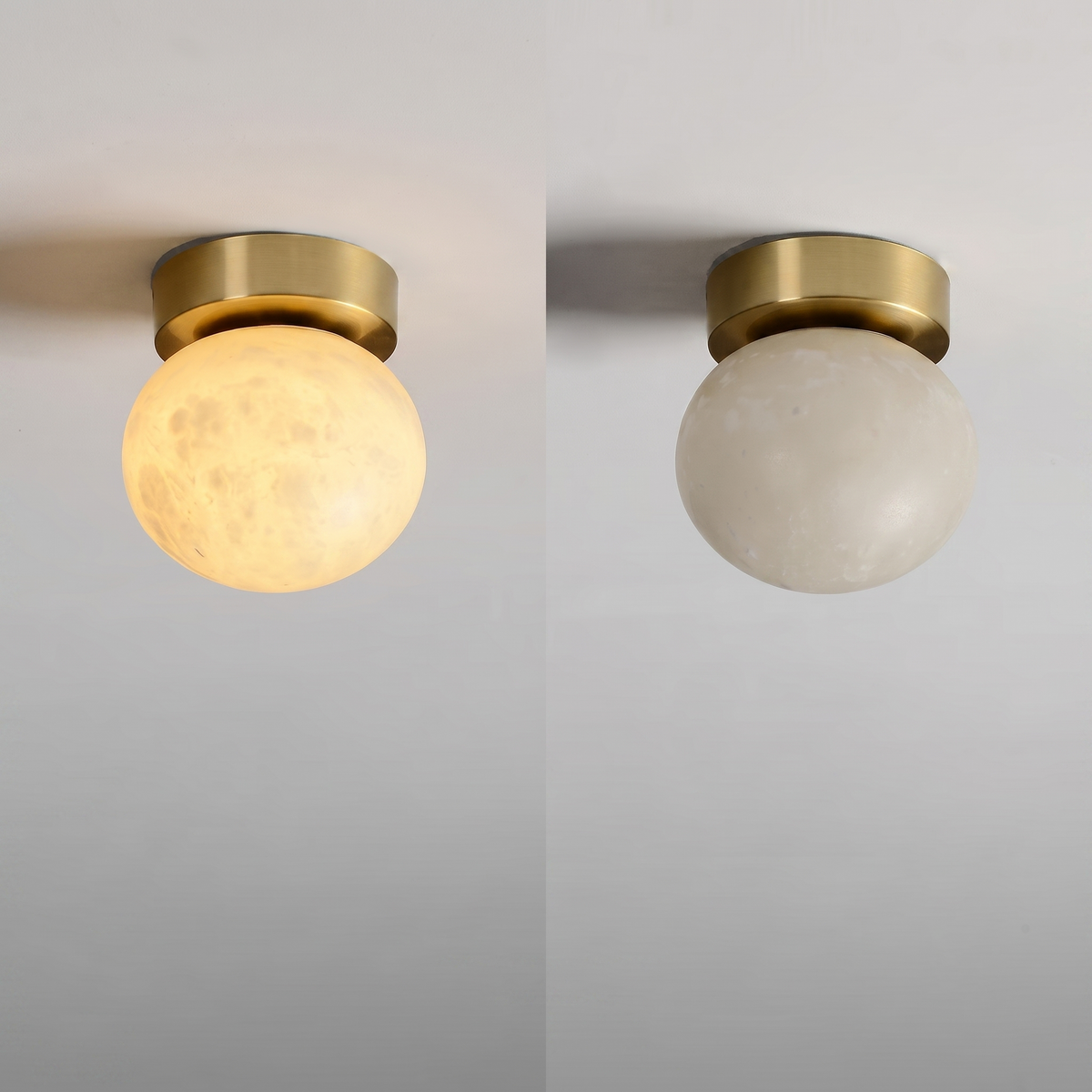Selene Globe Flush Mount in alabaster for Low Ceilings by AUVIELIGHT
