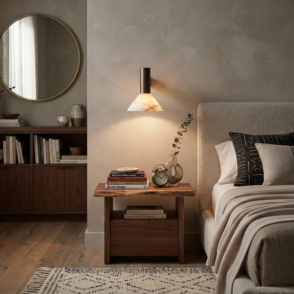 Torres Cone Wall Sconce in alabaster for Hallway by AUVIELIGHT