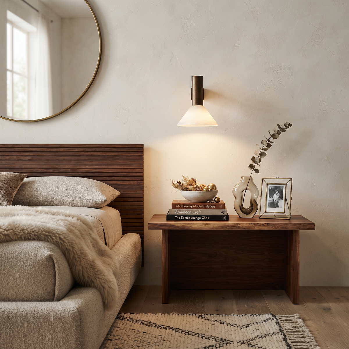 Torres Cone Wall Sconce in alabaster for Hallway by AUVIELIGHT