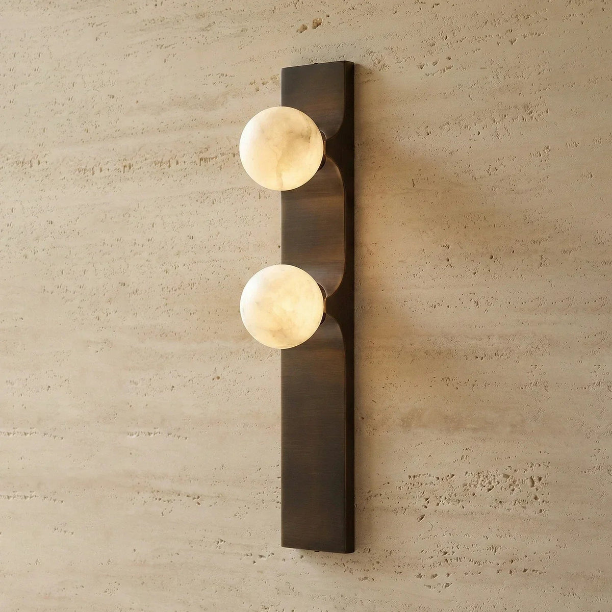Geo Bar Wall Sconce in alabaster for Hallway by AUVIELIGHT, Dia 10cm x H 60cm / ∅ 4″ x H 23.6″ / Bronze & White