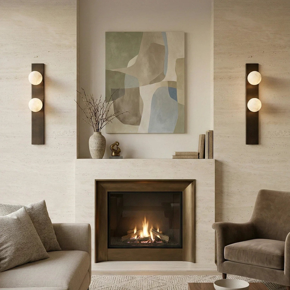 Geo Bar Wall Sconce in alabaster for Hallway by AUVIELIGHT