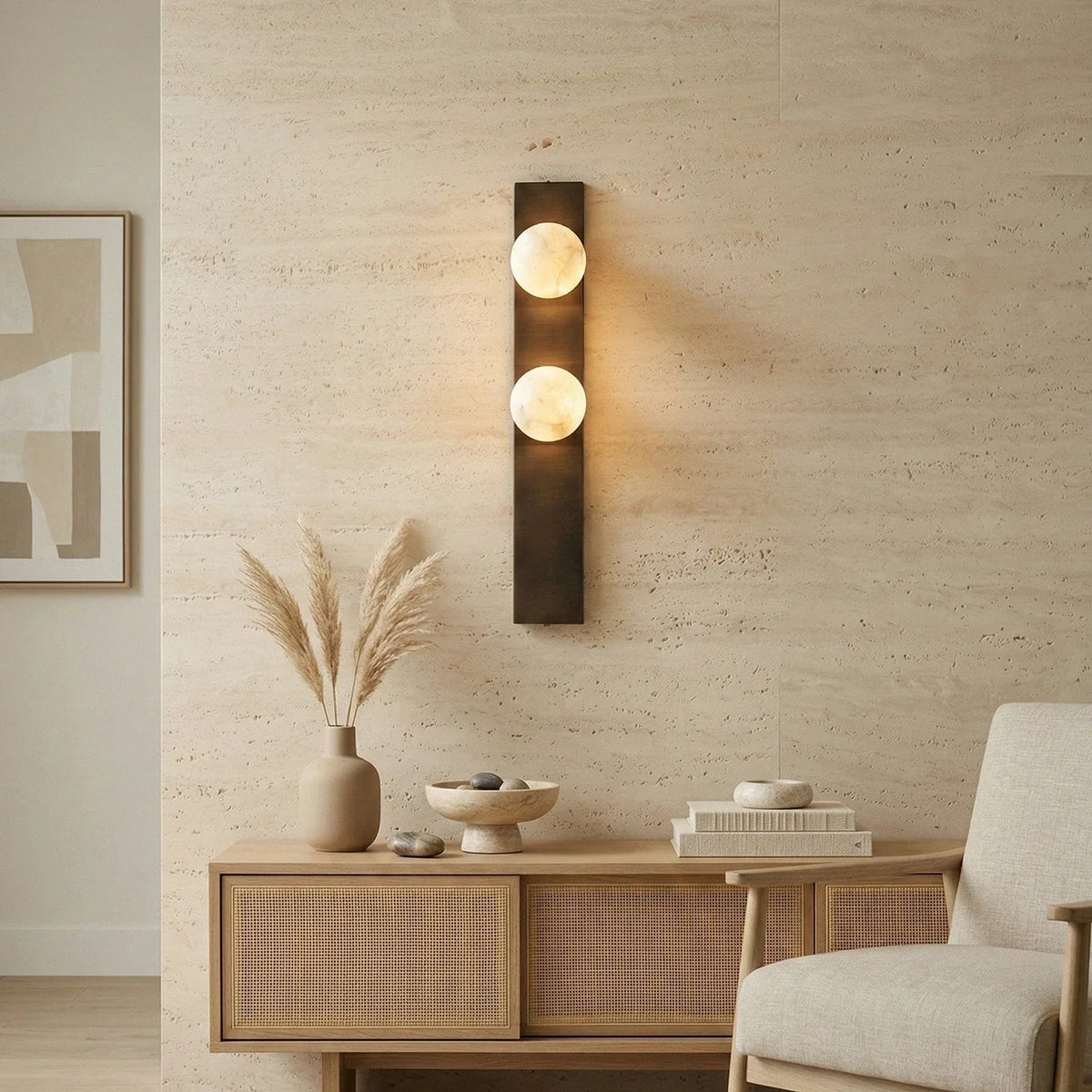 Geo Bar Wall Sconce in alabaster for Hallway by AUVIELIGHT