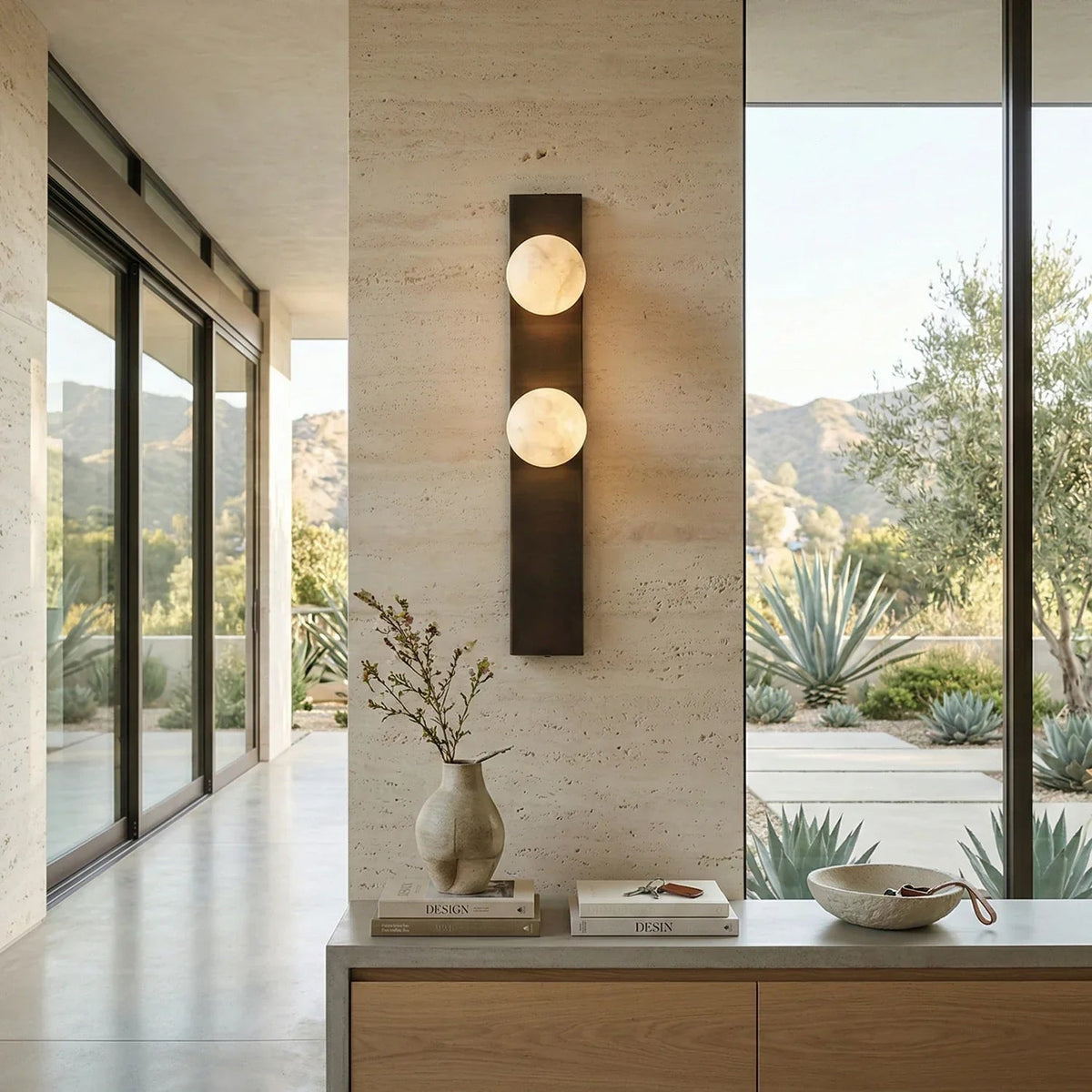 Geo Bar Wall Sconce in alabaster for Hallway by AUVIELIGHT