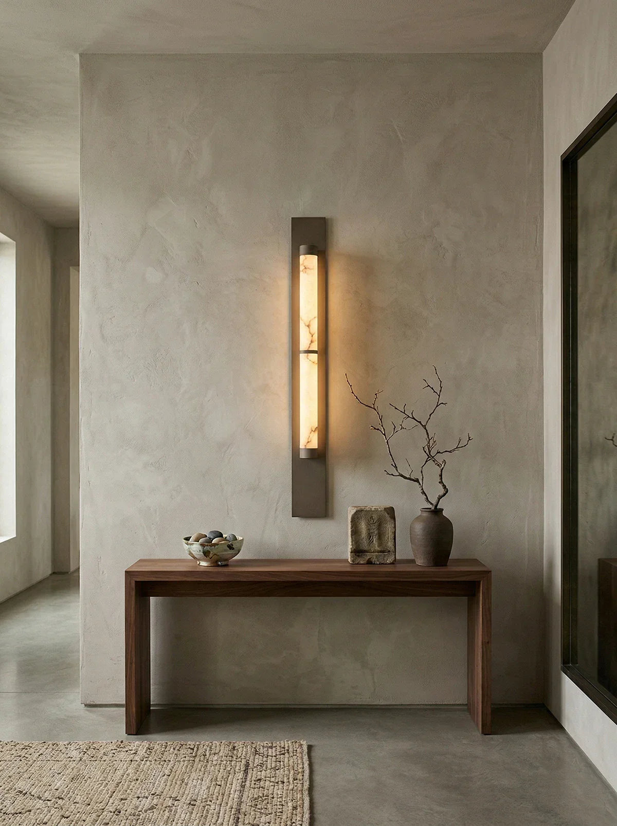 Geo Columnar Linear Wall Sconce in alabaster for Hallway by AUVIELIGHT