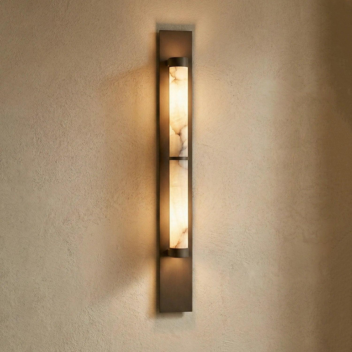 Geo Columnar Linear Wall Sconce in alabaster for Hallway by AUVIELIGHT