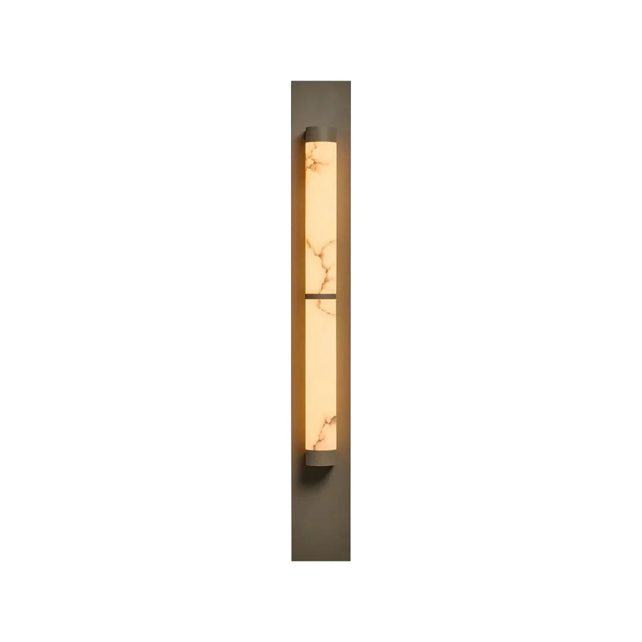 Geo Columnar Linear Wall Sconce in alabaster for Hallway by AUVIELIGHT, Dia 10cm x H 50cm / ∅ 3.9″ x H 19.7″ / Bronze & White / Warm Light and 1